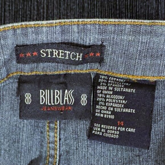 Bill Blass Stretch Jeans Size 14 Embroidered Hem Cropped Denim Boho Chic Pants - Picture 8 of 11